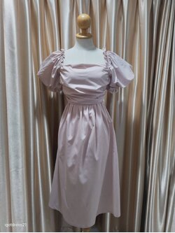 เดรสสั้นสีชมพู แขนตุ๊กตา แต่งโบว์ผูกหลัง ฟีลราพันเซล ไซส์ XL