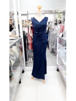 ราตรียาวสีกรมแขนกุดเข็มกลัดเอว (อก36 เอว30 สะโพก38)