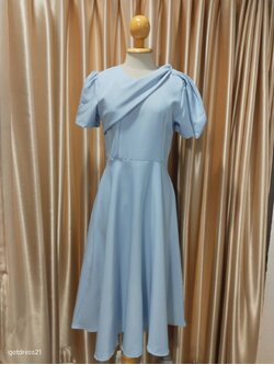 (PRE-LOVED) เดรสแต่งโบว์ สีฟ้า ไซส์ M