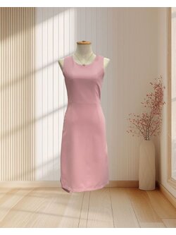 ราตรีสั้นสีขมพู แขนกุด กระโปรงทรงสอบ ไซส์ M