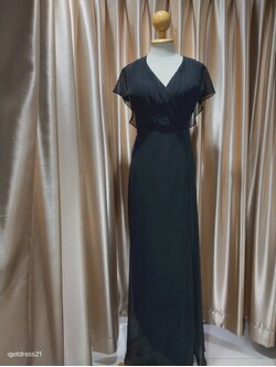 (PRE-LOVED) ชุดราตรียาวชีฟองเว้าหลัง สีดำ XL