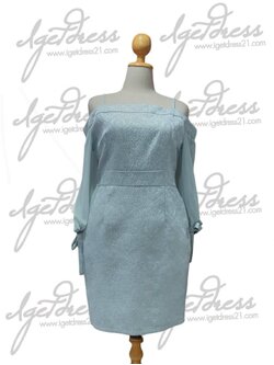 (PRE-LOVED) สั้นสายเดี่ยวแขนชีฟองยาวผ้าลายสอบ (3XL) มือ2