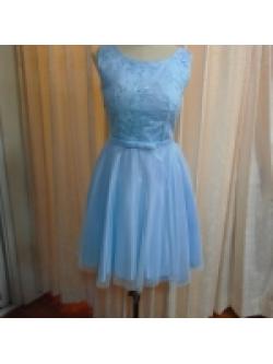 ชุดราตรีสั้นฟ้า(ฟรีไซส์)