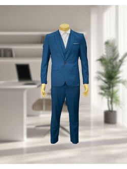 ชุดสูทผู้ชาย สีฟ้าน้ำทะเล + กางเกง + กั๊ก ไซส์ L