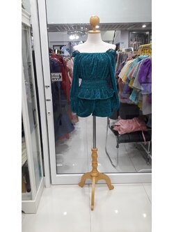 เซตเสื้อฟ้า+กางเกงกลิตเตอร์