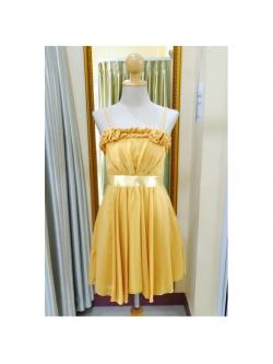 ราตรีสั้นอกดอกไม้สีทอง (อก36 เอว32 สะโพก ฟรีไซส์ )