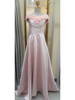 ชุดราตรียาวสีโอรสชมพูแขนกุดอกลูกไม้สานหลังชายยาว(อก 36 เอว32 สะโพก ฟรีไซส์)