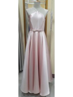 ชุดราตรียาวสีชมพูเปิดไหล่+เข็มขัด (Size : L)