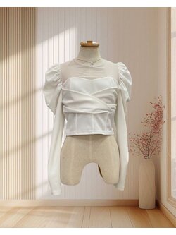 เสื้อแขนยาวสีขาว ด้านบนซีทรู