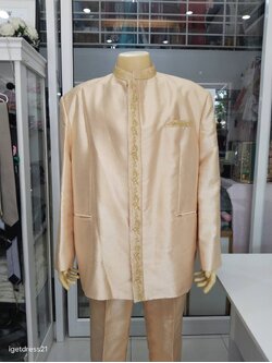 ชุดสูทผ้าไหมสีเหลือง XL (AU)