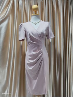 ราตรีสั้นแขนสั้นจับจีบสะโพกผ้าฮานาโกะ M