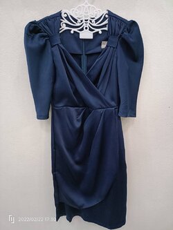 (PRE-LOVED) ราตรีสั้นมีแขนสีกรม (S)