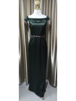 (PRE-LOVED) ชุดยาวปาดไหล่สีเขียว ไซส์S