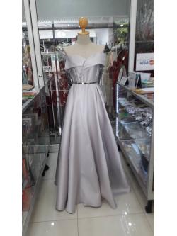 ราตรียาวสีเทาเจ้าหญิงเกาะอกปาดไหล่1ข้าง (L)