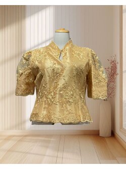 (PRE-LOVED) เสื้อลูกไม้ไหมญี่ปุ่น อก 46