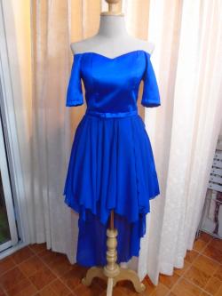 ราตรีสั้นน้ำเงินหน้าสั้นหลังยาว(ฟรีไซส์)