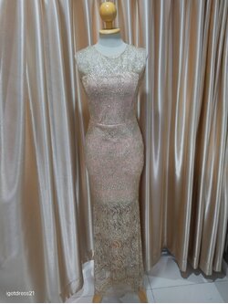 ชุดราตรียาวกลิตเตอร์ สีชมพู S