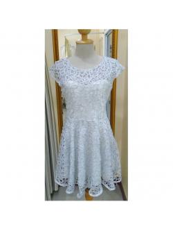 เงิน สั้น ตาข่าย ปักดิ้นเกลียว ซิบหลัง(S)