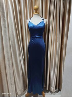 ราตรียาวสีกรม สายเดี่ยวแบบไขว้หลัง แอบเซ็กซี่เบาๆ ไซส์M