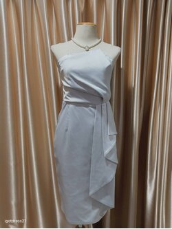 ราตรีสั้นเกาะอกสีเทาจีบเอว (S)