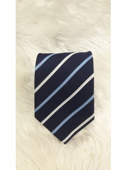 เนคไทน์แบบผูกเอง สีน้ำเงินลาย