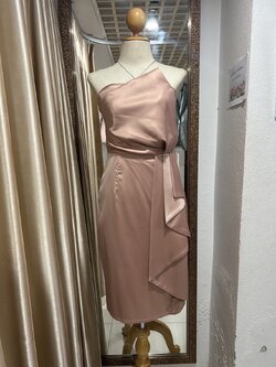 ราตรีสั้นเกาะอกสีนู๊ดจีบเอว (S)