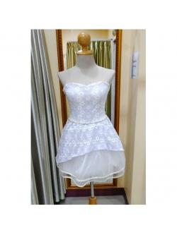 ราตรีสั้นเกาะอกเอวมุกทรงบอลลูนสีม่วงอ่อน(ฟรีไซส์)