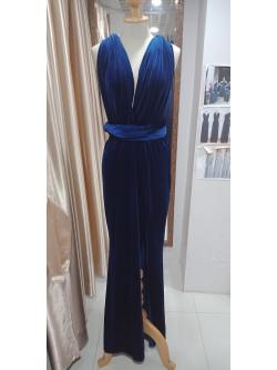 ชุดยาวน้ำเงินผ้ากำมะหยี่ infinity(ฟรีไซส์)