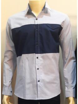 เสื้อเชิ์ต สีเทา + กรม