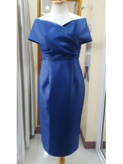 ชุดราตรีสั้นปาดไหล่สีน้ำเงิน (S)