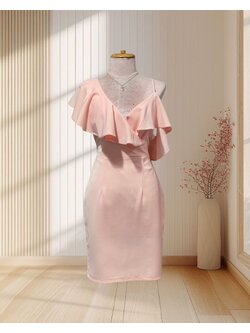 ราตรีสั้นสีโอโรสปิดแขนระบาย (M)