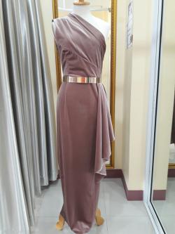 ชุดราตรียาวสีชมพูกะปิ(L)