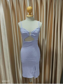 เดรสเว้าสายเดี่ยว สีม่วง F