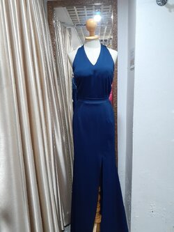 (PRE-LOVED) ชุดราตรียาวสีกรมผูกคอ (S)