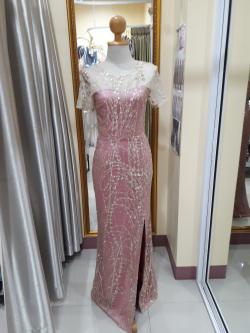 ชุดราตรียาวสีชมพู gliter (S)