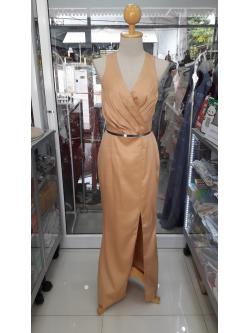 ราตรียาวสีทองแขนกุดคอวี (M) มือ2