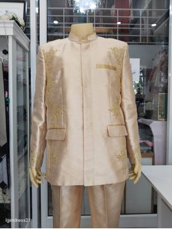 ชุดสูทผ้าไหมสีเหลืองทอง XL (AU)