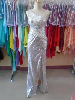 (PRE-LOVED) ราตรียาวไหล่เดี่ยวปักเลื่อม(S)