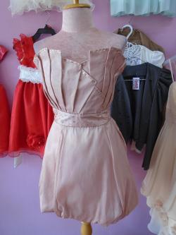 ราตรีสั้นเกาะอกสีชมพูนู๊ด(ฟรีไซส์)