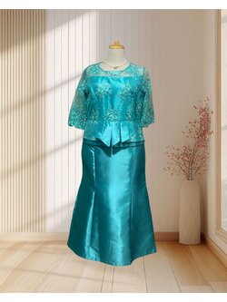 ชุดแม่เจ้าสาวเสื้อลูกไม้กระโปรงยาว 3XL