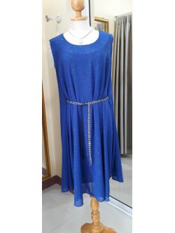 เดรสเพชรยาวสีน้ำเงิน(ฟรีไซส์)