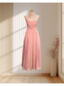 ราตรียาวสีชมพู ผ้าชีฟอง เกาะอก สานหลัง ไซส์ M