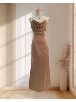 ราตรียาวสีน้ำตาล สายเดี่ยว คอถ่วง ไซส์ XL