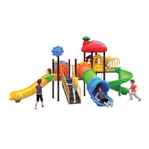 เครื่องเล่นสนามกลางแจ้งสไลเดอร์อุโมงลอด ชุด บ้านเห็ดแสนสนุก