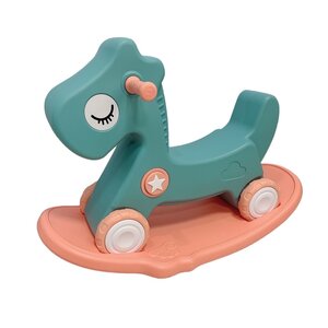 โยกเยกม้าแข่ง มีถาด สีเขียวพาสเทล