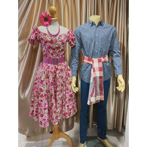 💕 ชุดย้อนยุค ลายดอก ทองกวาว วนิดา