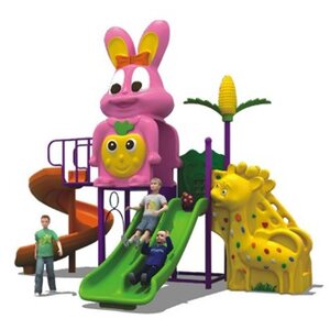 เครื่องเล่นสนาม ชุด กระต่ายน้อยสีชมพูสดใส พร้อมบันไดรูปยีราฟ