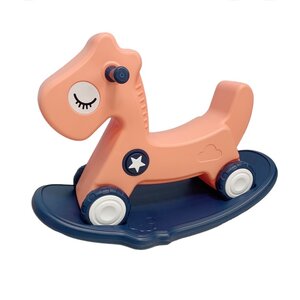 โยกเยกม้าแข่ง มีถาด สีส้มพาสเทล