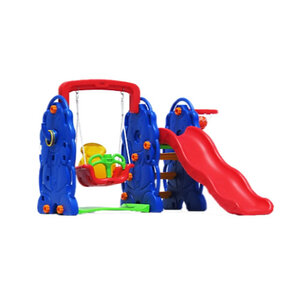 ชุดเครื่องเล่น ชิงช้ากระดานลื่นช้าง สีน้ำเงิน-แดง