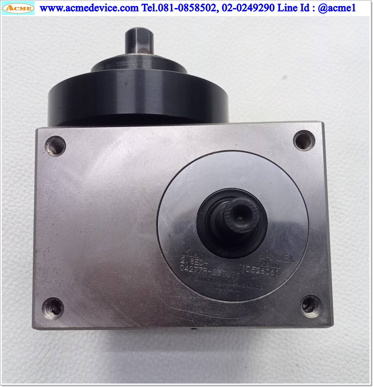 Index Sandex Gear Box Sankyo รุ่น 2.8ED-04277R-S3TUW1, ขนาด 56 mm. x 80 mm., angle 1:90 (เพลาขับ 8 mm., ออก 10 mm.)